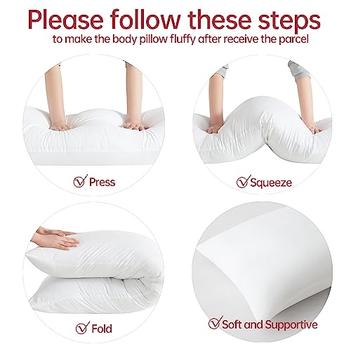 BedTreat Full Body Pillow Insert for Adults - Soft & Fluffy Body Pillow for Side Sleepers - Long & Breathable Body Pillow Insert(20 X 54,White)