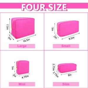 UIXIZQ Waterproof Large Makeup Bag Pouch,Nylon Women Travel Toiletry Storage Bag Preppy Cosmetic Bag for Girls,Big Makeup Organizer Bag Cute Zipper Pouch Bag for Sport Work Gift(Large-Hot Pink)