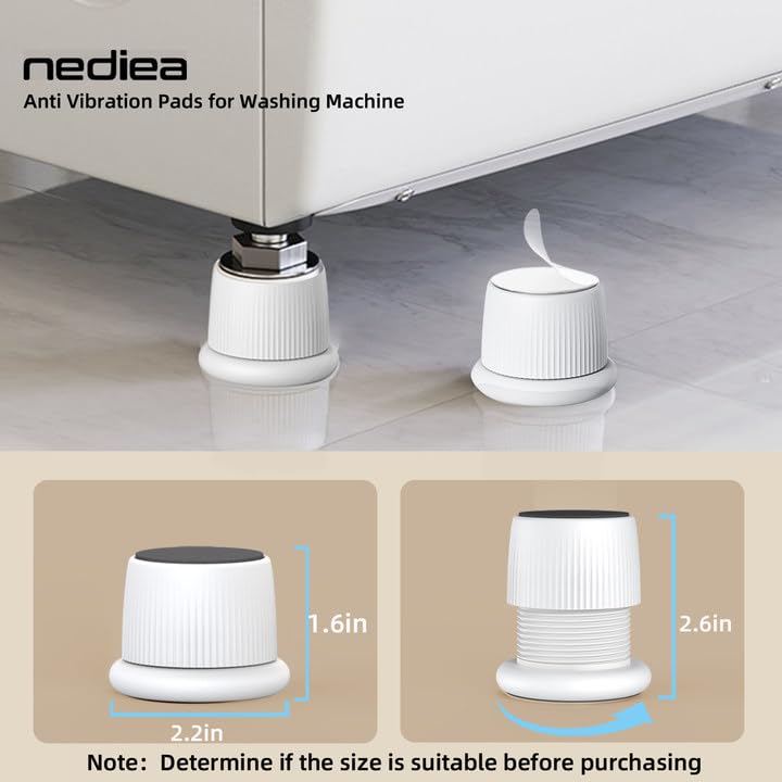 nediea Anti Vibration Pads For Washing Machine, Washer And Dryer Feet Pads,Adjustable Anti-Vibration Pads For Washing Machine,Vibration Isolation Pads, 4pcs