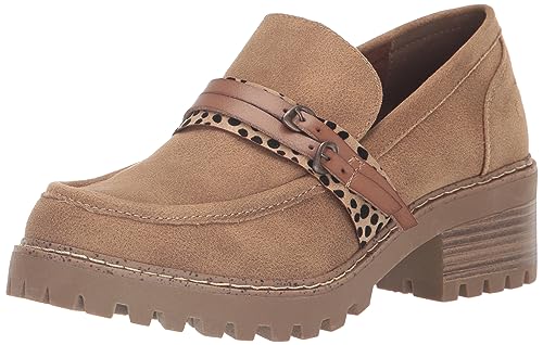 Blowfish Malibu Women's Lahtay Lug Heel Loafer, AlmondOiledVegan/CrmCoffDyec, 7.5M