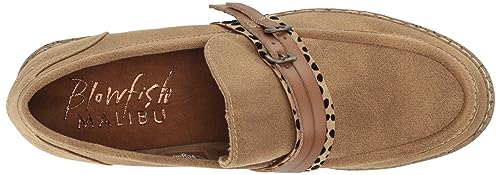 Blowfish Malibu Women's Lahtay Lug Heel Loafer, AlmondOiledVegan/CrmCoffDyec, 7.5M