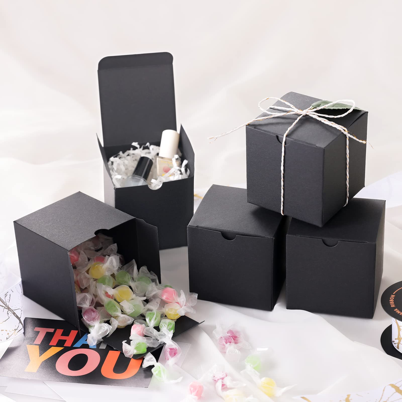 INMING 25 Small Gift Boxes 3x3x3 Inches, Gift Boxes with Lids, Matte Black Gift Boxes Bulks for Father's Day, Cupcake, Candy, Birthday, Groomsman Proposal Boxes for Light Gifts