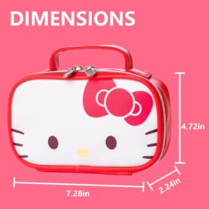 NGCJZF Kawaii Kitty Bag, Kitty Makeup Bag, Cute Cartoon Cosmetics Bag, Mini Travel Toiletry Bag, Waterproof Reusable Faux Leather Kitty Accessories for Women (Red)