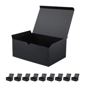 JINMING 10 Gift Boxes 9.5x6.5x4 Inches Gift Boxes with Lids, Matte Black Gift Boxes Bulks for Father's Day, Wedding, Party, Birthday, Groomsman Proposal Boxes for Light Gifts