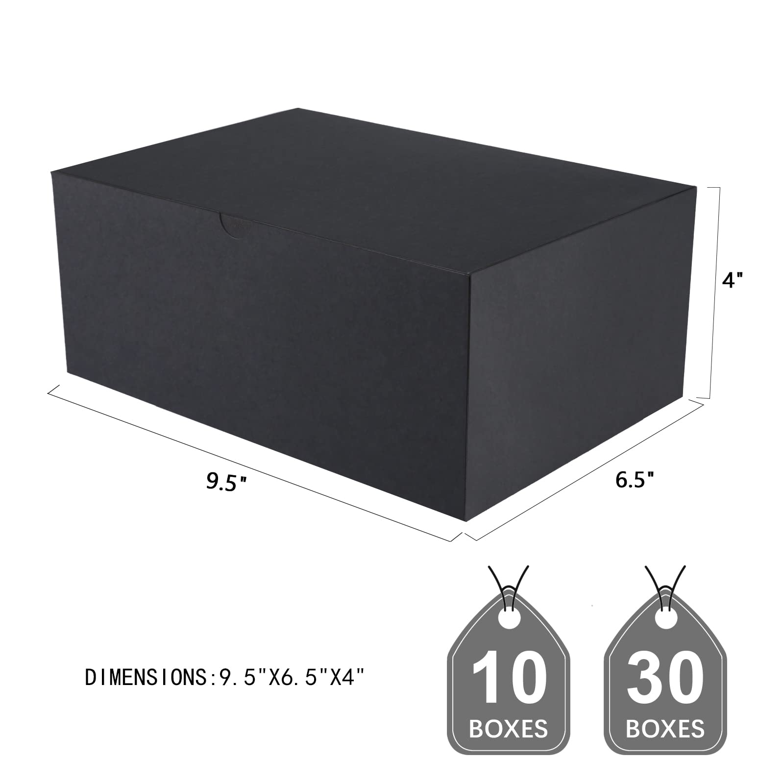 JINMING 10 Gift Boxes 9.5x6.5x4 Inches Gift Boxes with Lids, Matte Black Gift Boxes Bulks for Father's Day, Wedding, Party, Birthday, Groomsman Proposal Boxes for Light Gifts