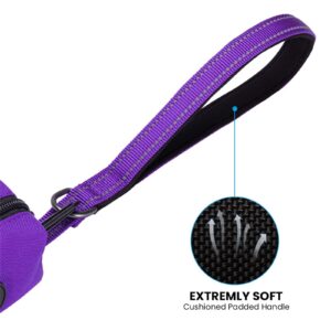 EXCELLENT ELITE SPANKER Strong Durable Nylon Dog Training Leash Traction Rope 5 Feet Long 3/4" Wide with Poop Bag Holder for Small Dogs(Purple)