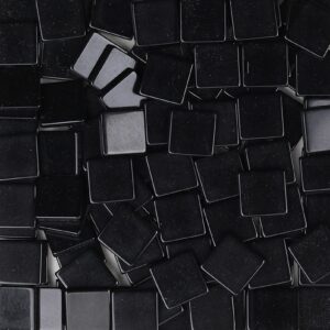 mosaic tiles - resin glass square bulk mosaic tile assortment - 1x1 cm mixed colors glass tile - 100pcs/25g craft and backsplash tile (black)