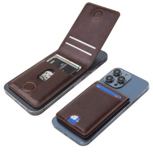 kihuwey for magsafe wallet card holder with magnetic, mag safe leather detachable kickstand rfid wallet for iphone 15/14 pro max/14 pro/14/14 plus/13/12 series not for iphone 13/12 mini (brown)