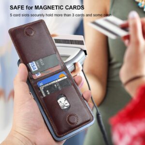 KIHUWEY for MagSafe Wallet Card Holder with Magnetic, Mag Safe Leather Detachable Kickstand RFID Wallet for iPhone 15/14 Pro Max/14 Pro/14/14 Plus/13/12 Series Not for iPhone 13/12 Mini (Brown)