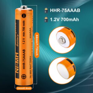 INF·AAA·L 8PCS HHR-75AAA Ni-MH Rechargeable Battery for Panasonic AAA Cordless Phones Batteries, 700mAh