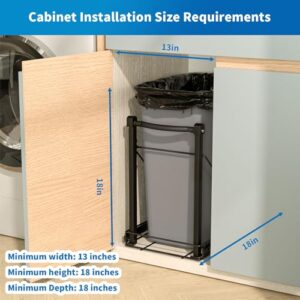 Pull Out Trash Can Under Cabinet with Soft Close Rail,Under Sink Trash Can Pull Out Organizer,Black Adjustable Under Cabinet Trash Can Pull Out for 7-13 Gallon Trash Can（New Upgrade）