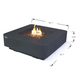 Elementi Plus Bergamo Outdoor Table 42.1 Inches Fire Pit Patio Heater Concrete Firepits Outside Electronic Ignition Backyard Fireplace Cover Fire Glass Included Natural Gas