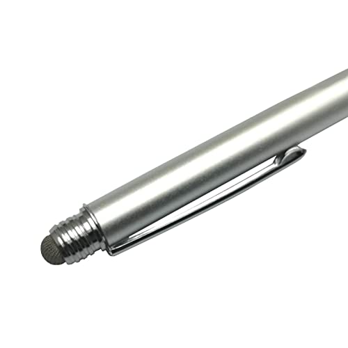 BoxWave Stylus Pen Compatible with Xerox Altalink B8145 - DualTip Capacitive Stylus, Fiber Tip Disc Tip Capacitive Stylus Pen for Xerox Altalink B8145 - Metallic Silver