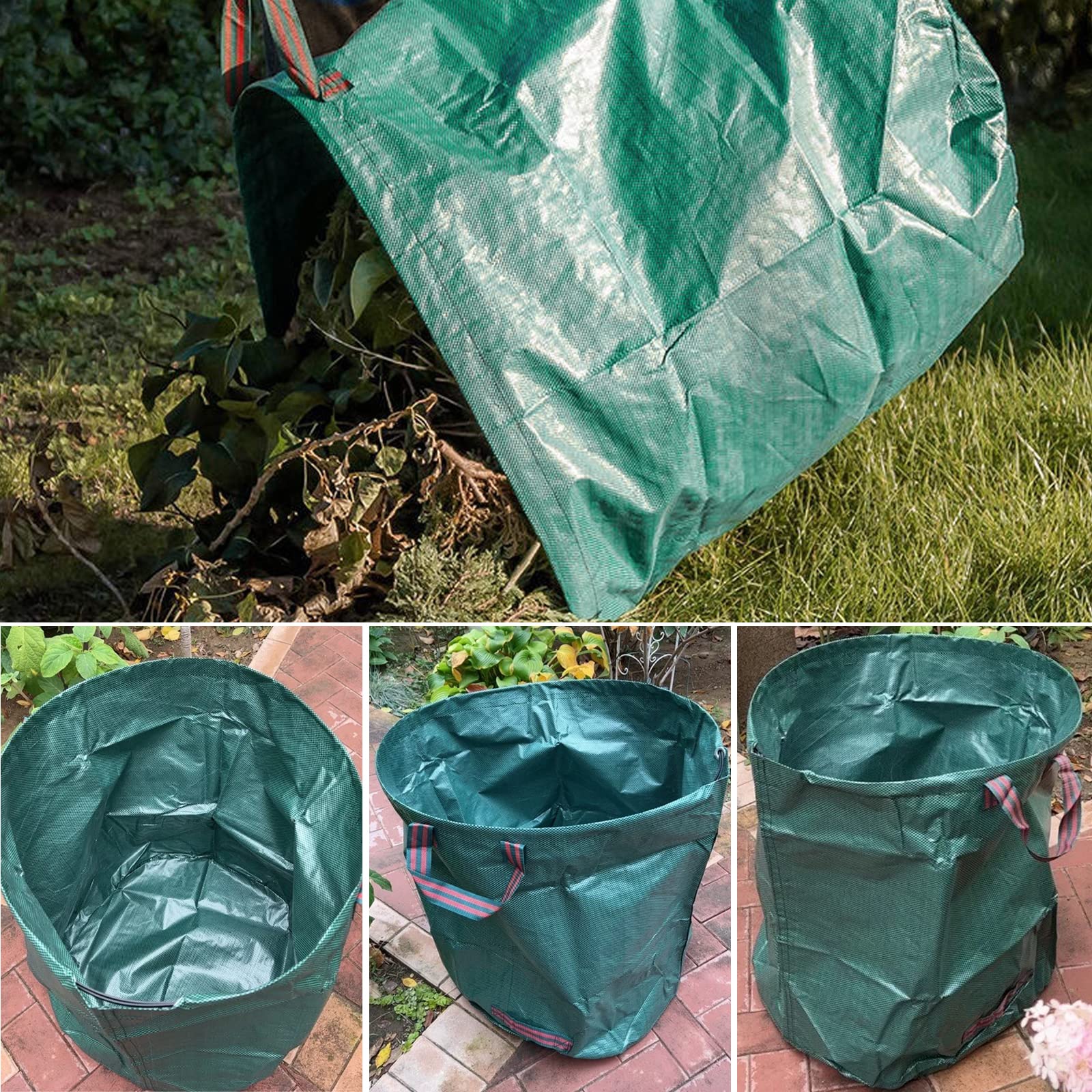 IWNTWY 2-Pack 132 Gallons Leaf Bags, Reusable Yard Waste Bags, Heavy Duty Upright Lawn Bags with 4 Handles for Garden Leaves and Waste Collection, Lightweight Portable Yard Trash Bag