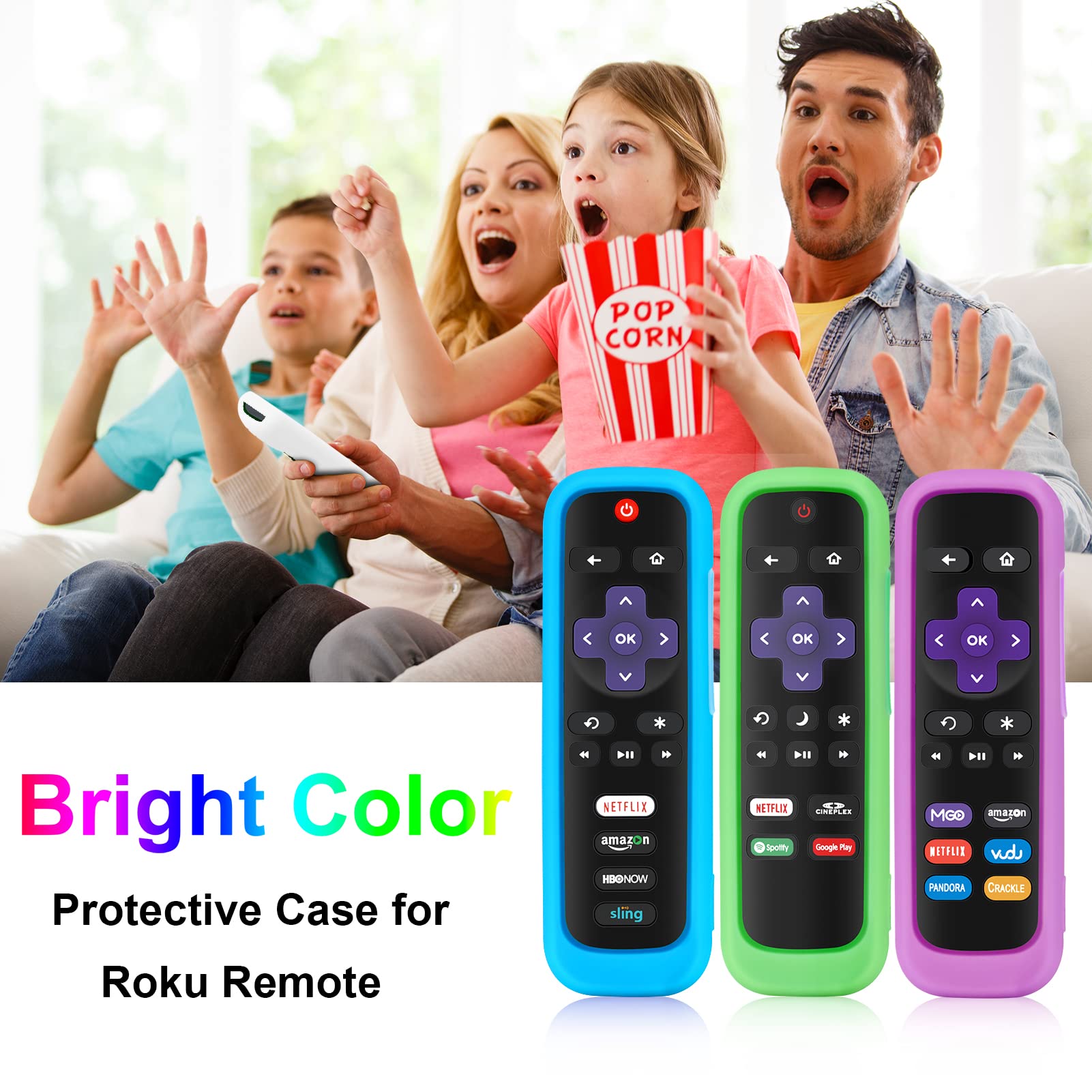 Case for Roku Remote, Cover for Hisense/TCL Roku TV Steaming Stick/Express Universal Replacement Controller Silicone Sleeve Skin with Lanyard Glow in The Dark