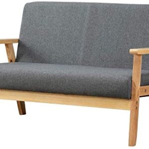 Dripex Fabric Modern Loveseat Sofa Couch for Living Room Wood Furniture, 2 Seater Sofa Armchair Two Seat Sofa Chair, Linen Upholstered Padded Wooden Arm Love Seats Small Sofa for Bedroom Office