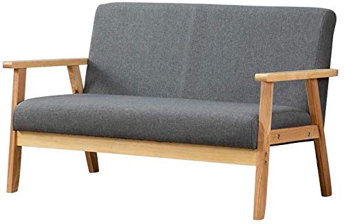 Dripex Fabric Modern Loveseat Sofa Couch for Living Room Wood Furniture, 2 Seater Sofa Armchair Two Seat Sofa Chair, Linen Upholstered Padded Wooden Arm Love Seats Small Sofa for Bedroom Office