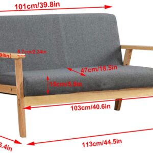 Dripex Fabric Modern Loveseat Sofa Couch for Living Room Wood Furniture, 2 Seater Sofa Armchair Two Seat Sofa Chair, Linen Upholstered Padded Wooden Arm Love Seats Small Sofa for Bedroom Office