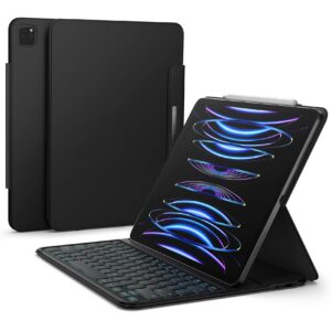 Dracool for iPad Pro 12.9-inch (6th/5th/4th Gen) Case with Keyboard Smart Keyboard Folio Magnetic Ultra Slim Portable Two Viewing Angles Backlit Wirelessly Bluetooth Keyboard with Pencil Holder, Black