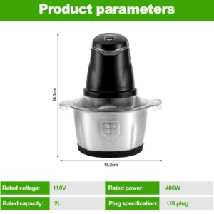 Nikou Electric Food Processor, 2L Meat Grinder Vegetables Chopper Household Kitchen Garlic Mincer US Plug