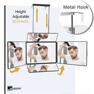 5 Way Mirror, Barber Mirror for Self Hair Cutting, 360° Mirror for Men Shaving, Makeup Mirror with Height Adjusta for Braiding Hair Styling Dye Hair for Women (Black)