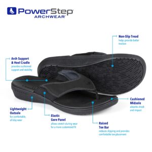 Powerstep Archwear, Arch Supporting Thong Sandal, Women's Orthotic Casual Dress Flip Flop, Navy, 11