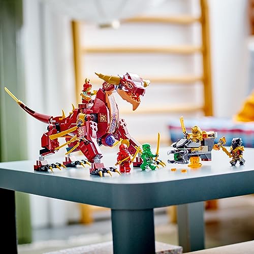 LEGO NINJAGO Heatwave Transforming Lava Dragon 71793 Building Toy Set, Features a Ninja Dragon, a Hovercraft Vehicle and 5 Minifigures, Lava Dragon Toy for Kids Ages 8+ Who Love Ninja Adventures