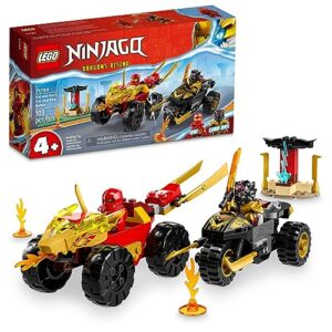 LEGO NINJAGO Kai and Ras’ Car and Bike Battle 71789 Beginner Building Toy Set, Features a Ninja Car Toy and Bike Plus 2 Minifigures, Birthday Gift for Toddlers and Kids Who are Little Ninja Fans