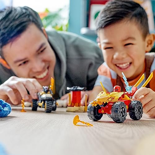 LEGO NINJAGO Kai and Ras’ Car and Bike Battle 71789 Beginner Building Toy Set, Features a Ninja Car Toy and Bike Plus 2 Minifigures, Birthday Gift for Toddlers and Kids Who are Little Ninja Fans