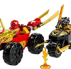 LEGO NINJAGO Kai and Ras’ Car and Bike Battle 71789 Beginner Building Toy Set, Features a Ninja Car Toy and Bike Plus 2 Minifigures, Birthday Gift for Toddlers and Kids Who are Little Ninja Fans