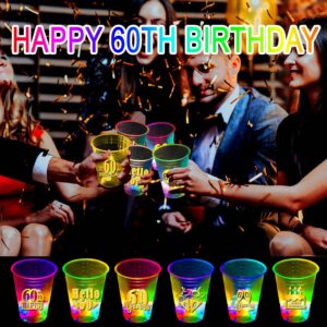 mishunyus 24 Pcs Glow 60th Birthday Cups for Men Women, 60th Birthday Ideas, 60th Party Centerpieces for Tables Decorations (16 OZ)