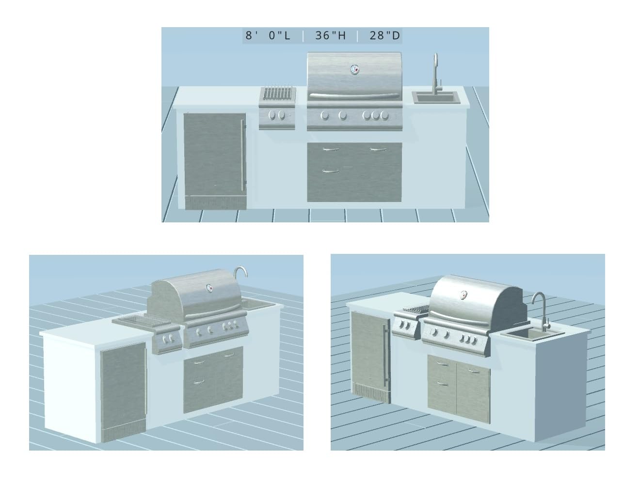 AMS Fireplace | Summerset Sizzler Pro 32" Built-in Liquid Propane Grill Package-3 | Double Side Burner | 3-Drawers & Access Door Combo | Stainless Steel Drop-in Sink & Hot/Cold Faucet, and More