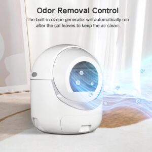 Self Cleaning Cat Litter Box, Automatic Cat Litter Box with APP Control Odor Removal Safety Protection for Multiple Cats