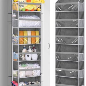 MISSLO Over the Door Organizer Hanging Storage with 6 Large Pockets 12 Side Pockets Closet Door Organizer Heavy Duty Baby Organization for Bathroom, Pantry, Bedroom, Nursery, Clothes, Toys, Diapers