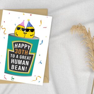 Human Bean 30Th Card - Funny 30Th Birthday Human Bean Card - Baked Bean Card - 30 Years Old - Vegan Cards - Birthday Card Gift For Your Best-Friend-Family-Lover-Partner-Husband-Wife