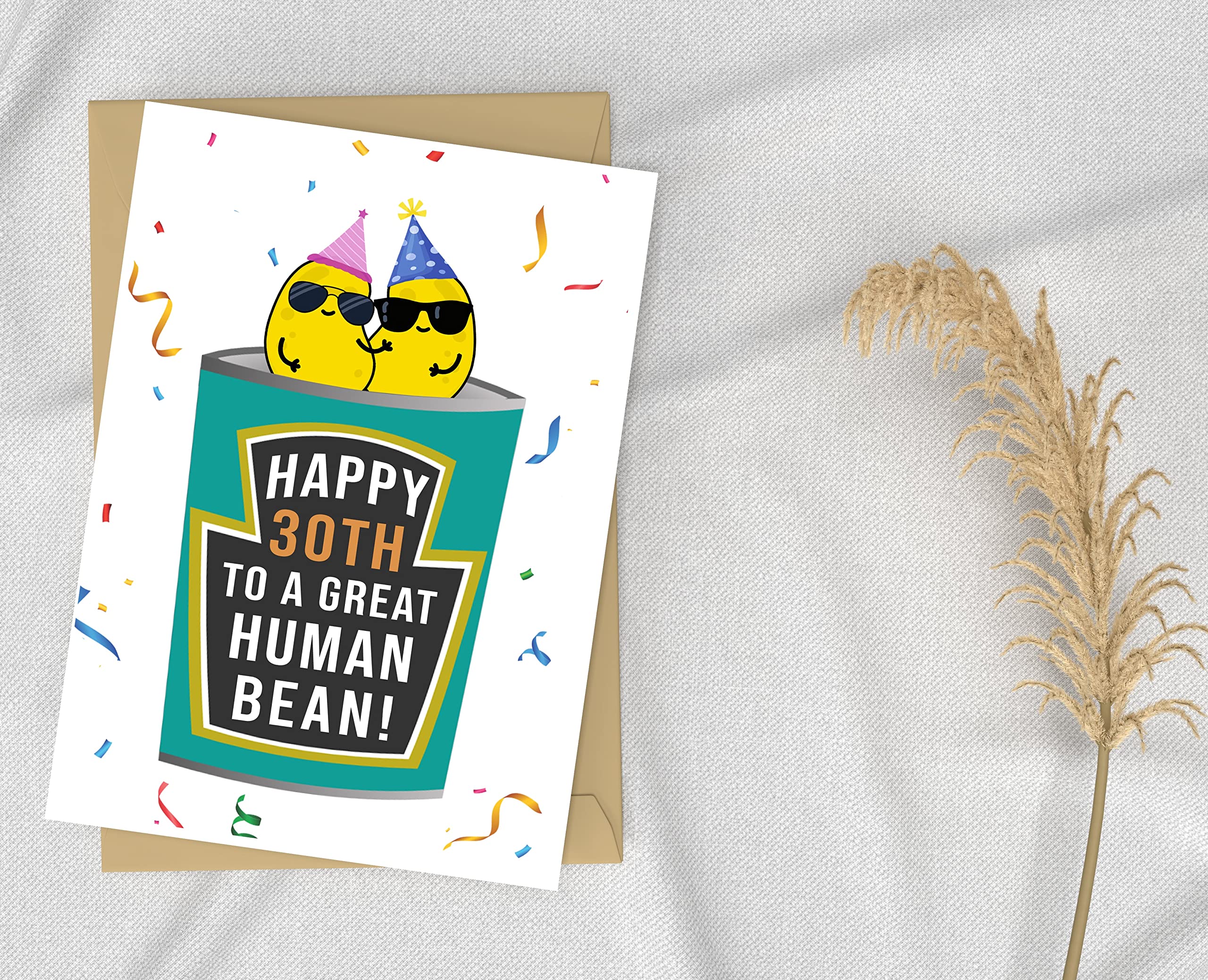 Human Bean 30Th Card - Funny 30Th Birthday Human Bean Card - Baked Bean Card - 30 Years Old - Vegan Cards - Birthday Card Gift For Your Best-Friend-Family-Lover-Partner-Husband-Wife