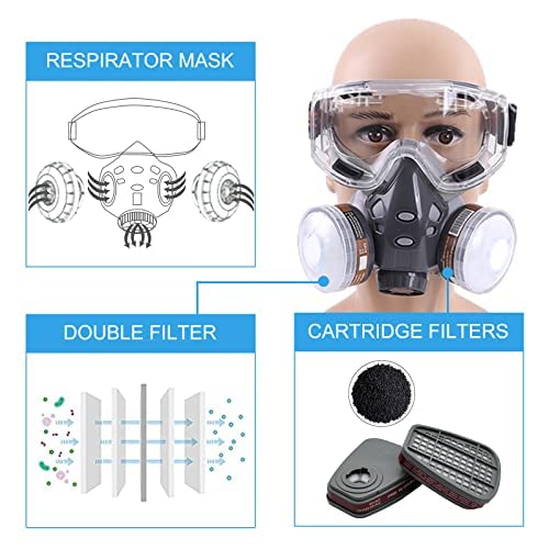 Respirator Mask,Safety Face Cover With 4 Replaceable Filter Cotton,For Painting, Welding, Agricultural Operations, Polishing, Chemical Laboratory, Petroleum, Mining