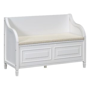 LUMISOL Storage Bench with Lift Top and Drawers Shoe Bench with Safety Hinge and Seating Cushion for Entryway (White)