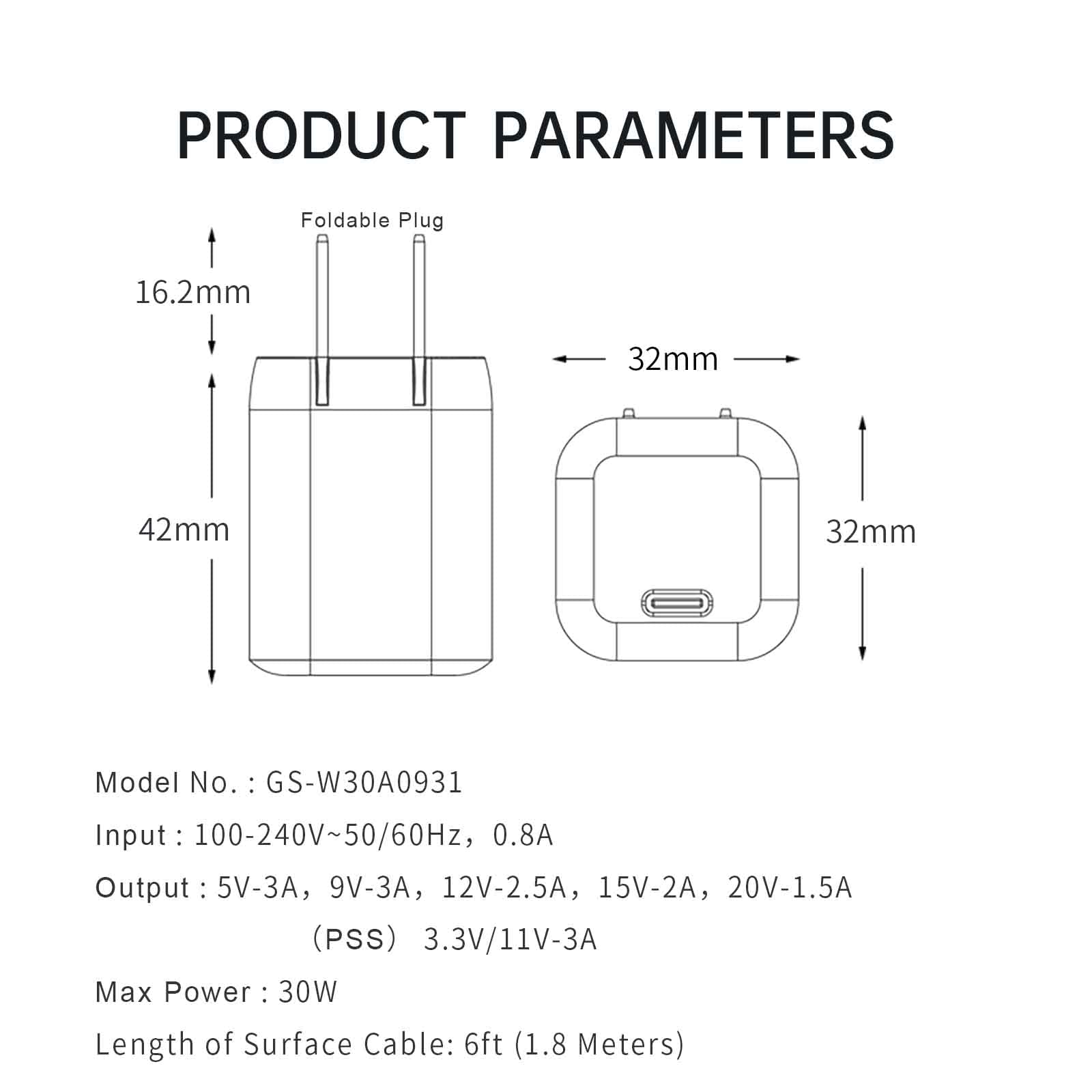 Surface Go USB C Charger, Sisyphy 30W GaN Super Mini Charger with 6ft Surface Cable, GaN Tech PD3.0 QC3.0 PPS, Compatible for Microsoft Surface Go 3/2/1, Pro 5/4/3 Core m3 and Laptop Core m3