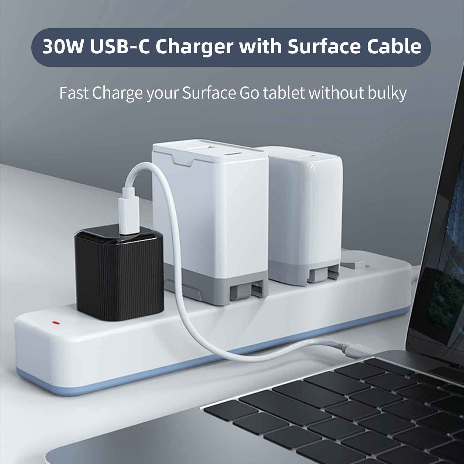 Surface Go USB C Charger, Sisyphy 30W GaN Super Mini Charger with 6ft Surface Cable, GaN Tech PD3.0 QC3.0 PPS, Compatible for Microsoft Surface Go 3/2/1, Pro 5/4/3 Core m3 and Laptop Core m3