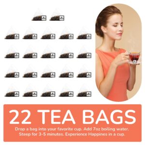 BREWIX, Peach Party (22 Pyramid Tea Bags) | Black Tea with Peach | Premium Black Tea with Peach | Floral & Refreshing Peach Tea Bags | Iced Tea Bags | Caffeinated And Sugar-Free