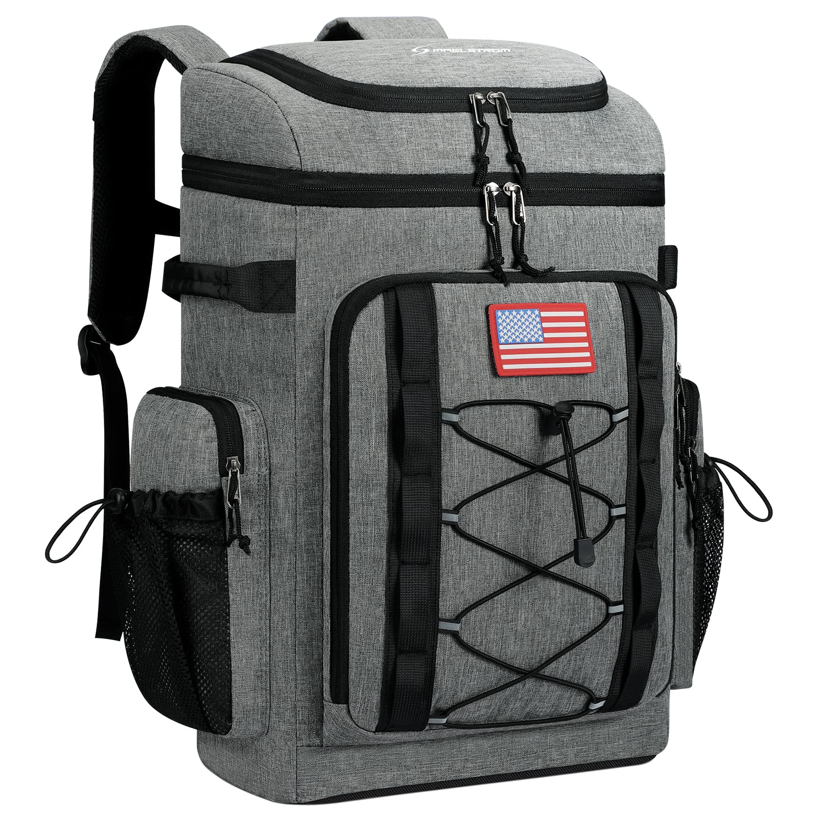 Maelstrom 36L Large Capacity Insulated Cooler Backpack, Grey, 21" x 13.5" x 8", 1210g