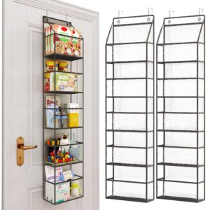 Fixwal 2 Pack Over The Door Pantry Organizer Hanging Storage Room Organizer 5-Shelf with Clear Plastic Pockets Large Capacity for Closet Bedroom Bathroom (Grey)