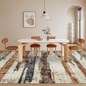 OMERAI Washable Rug 8'x10' Abstract Machine Washable Rugs Ultra-Thin Area Rugs for Living Room Non Slip Stain Resistant Modern Large Carpet for Bedroom Dining Room Office Brown Rug Washable (Brown)