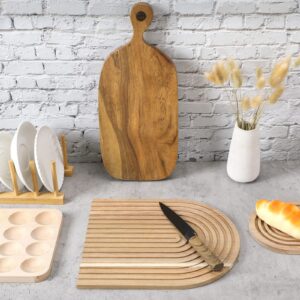 Chunful 2 Pcs Decorative Wood Cutting Board Wooden Board Rainbow Shaped Wood Serving Board Boho Cutting Board Decor Serving Trays for Home Kitchen Decoration (Acacia, Wood Color)