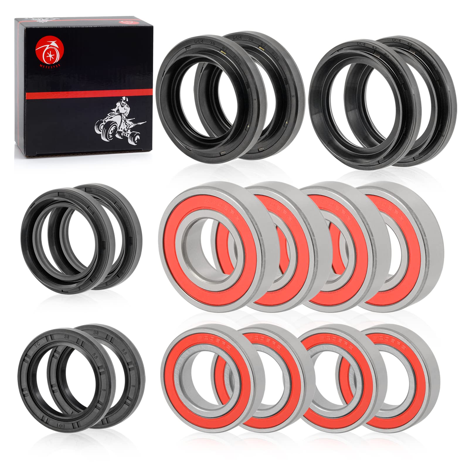 Front Rear Wheel Bearing Seals Kits 2005-2013 for Yamaha Rhino 450 660 700 YXR450 YXR660 YXR700