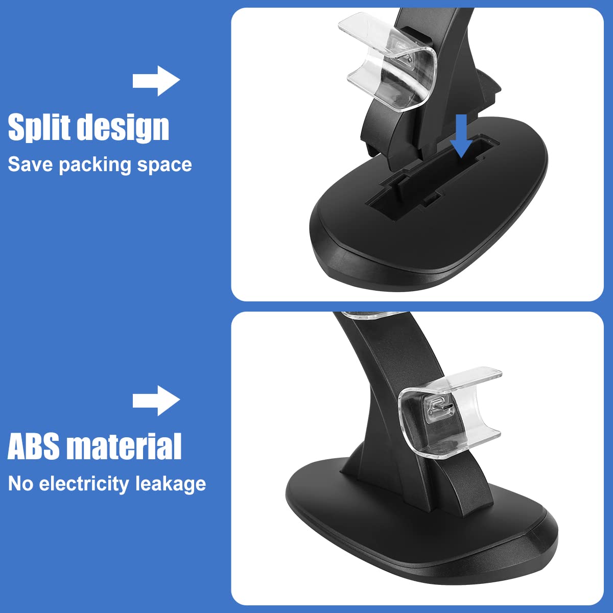 PS5 Controller Charger Station Dual Controller Charging Stand for Playstation 5, IC Protection, Fast Charging Docking Station with Type-C Charging Cable