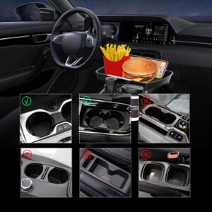 Vacallity Multifunctional Car Cup Holder Tray for Car Cup Holder Expander Table, Dual Cup Holder with Food Tray Adjustable Base for Road Trip Essentials Car Accessories, Fits Large Bottles Mugs