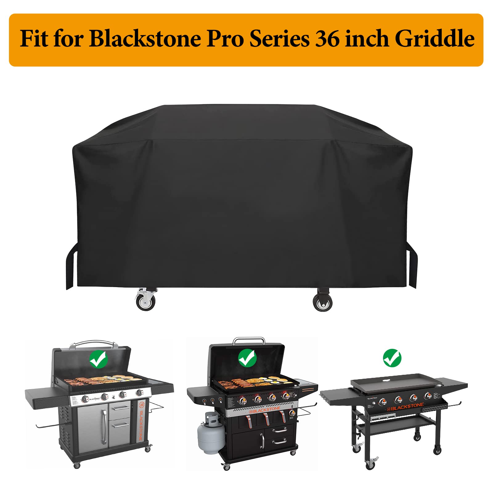 BBQ PLUS Griddle Cover for Blackstone 36'' ProSeries Griddle with Hood,Heavy Duty Waterproof Flat Top Grill Cover for Blackstone Pro Series 36 Inch Griddle,Black