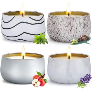 candles, large candle sets, 28oz 4 pack sage/eucalyptus mint/apple cinnamon/lavender candles for home scented, birthday gifts for women best friends, friendship gifts for women, her, bff, sister